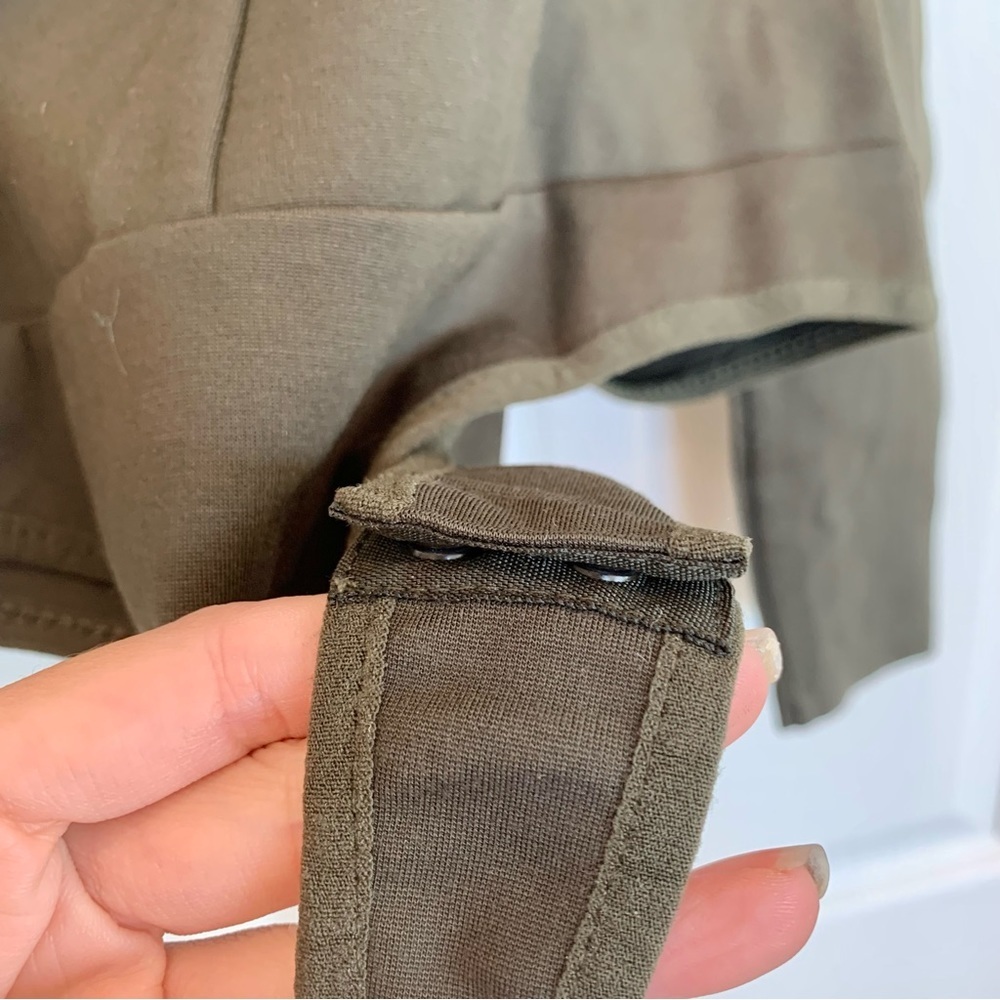 ☘️ Bebe Ponte Cold-Shoulder High Neck Bodysuit in Moss Green - Picture 6 of 12
